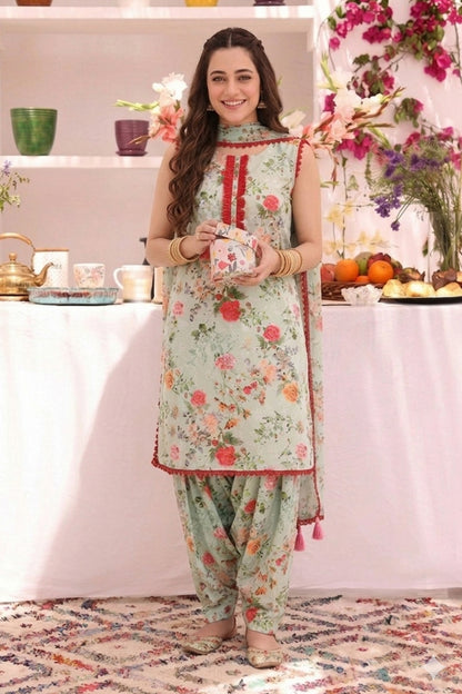 Floral Printed Lawn Chicken Kari 3pc Suit | ZEB | S123291