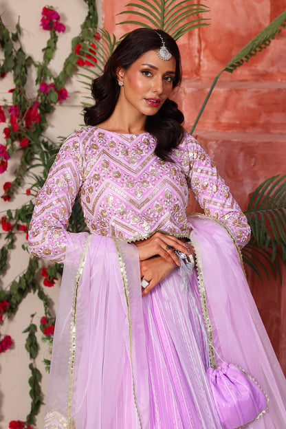 Women Lavender Chevron Embroidered Lehnga Choli Set with Dupatta & Potli | Mom & Me Wedding Collection | L123293