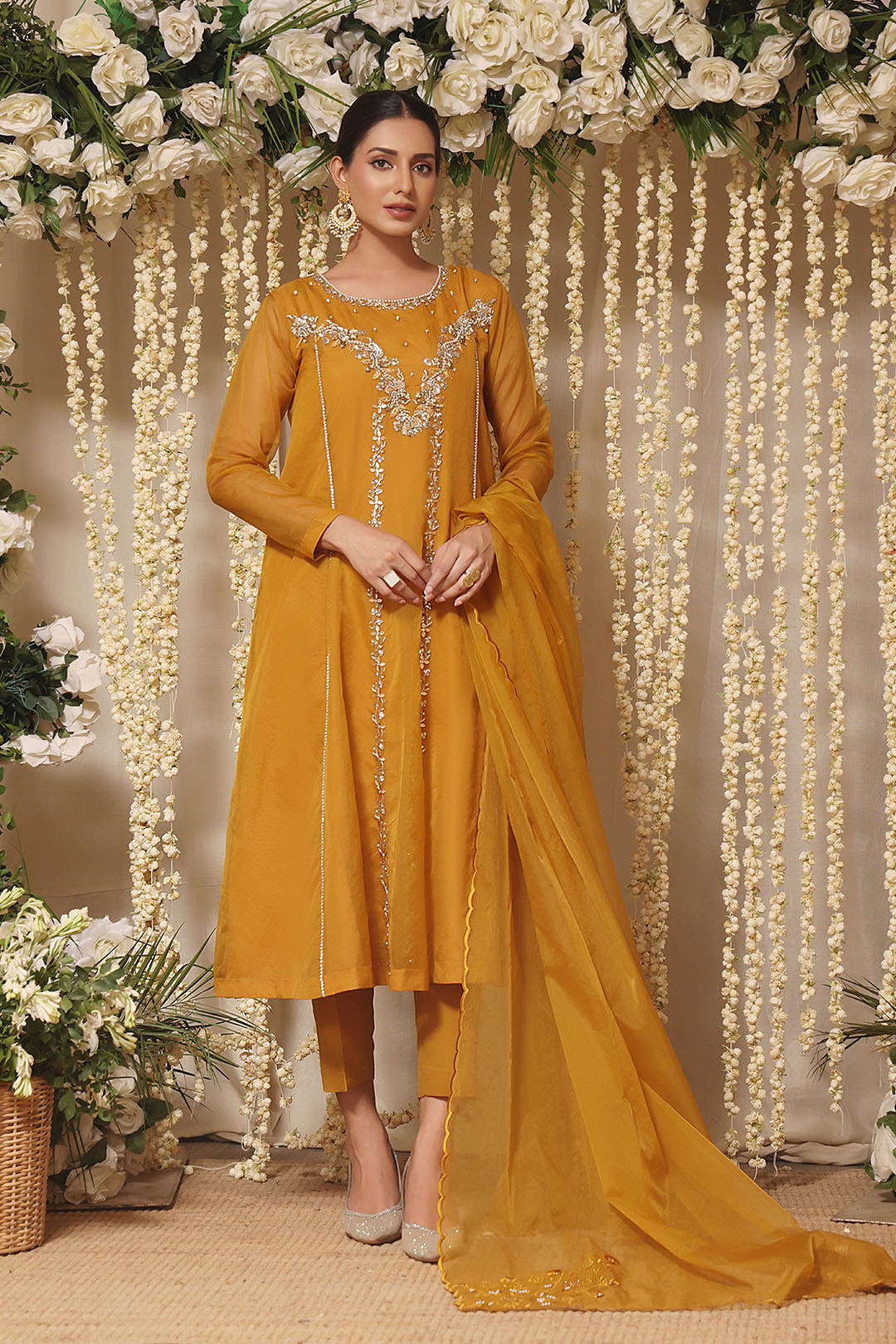 SANA'S red embroidered suit Pakistan occasion wear