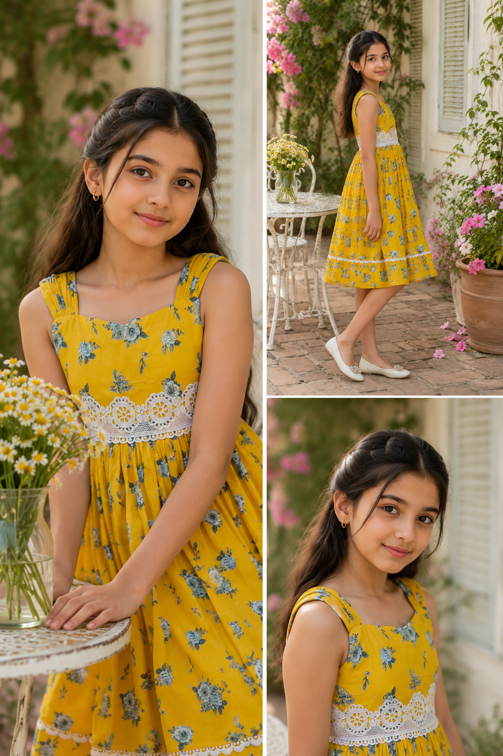 Floral Print Lace-Detail Summer Frock | F2362