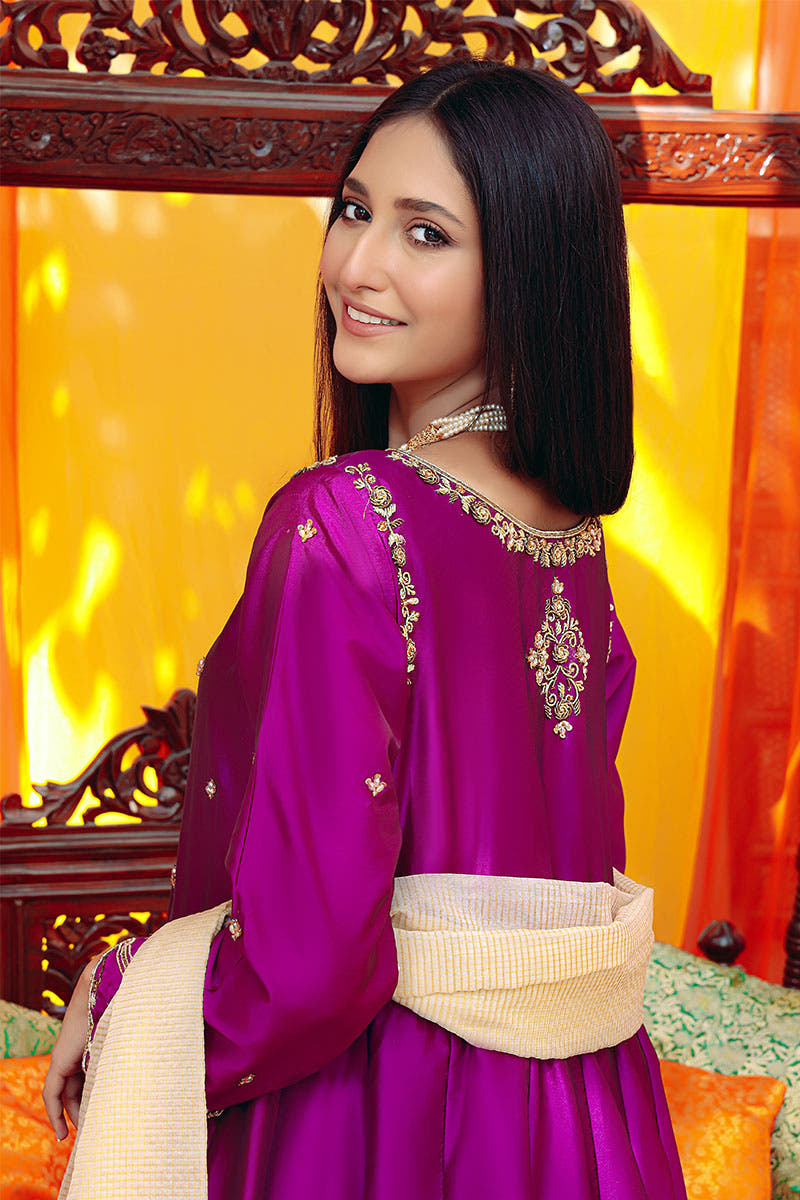 SANA'S red embroidered maxi dress Pakistan occasion wear