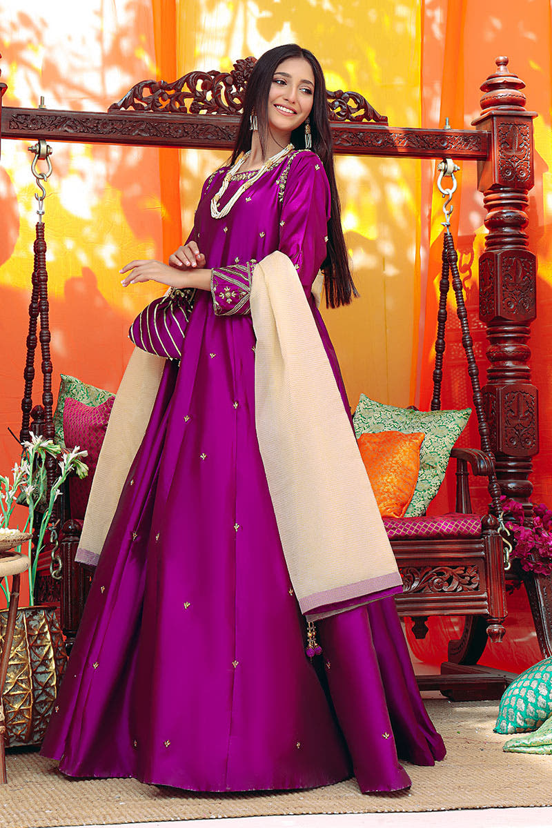 SANA'S red embroidered maxi dress Pakistan occasion wear