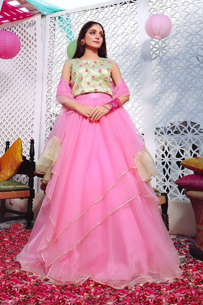 SANA'S red embroidered lehenga Pakistan occasion wear