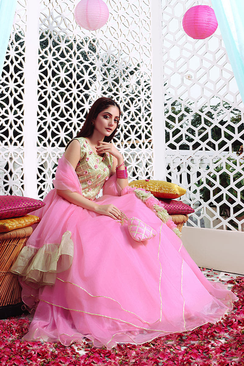 SANA'S red embroidered lehenga Pakistan occasion wear