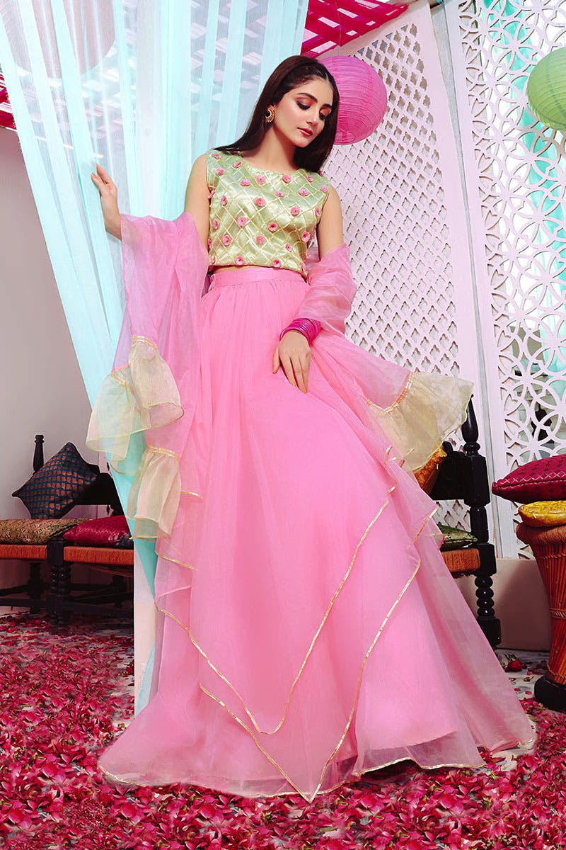 SANA'S red embroidered lehenga Pakistan occasion wear