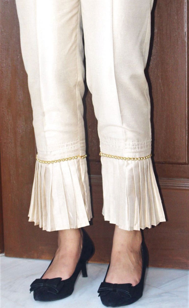 Raw Silk Pleated Pants | BOTTOMS | T1119