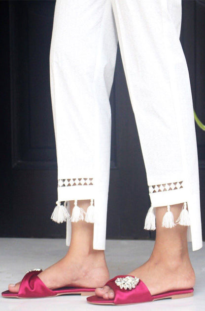 White Paste Cotton Pants | BOTTOMS | T1125 - SANA'S