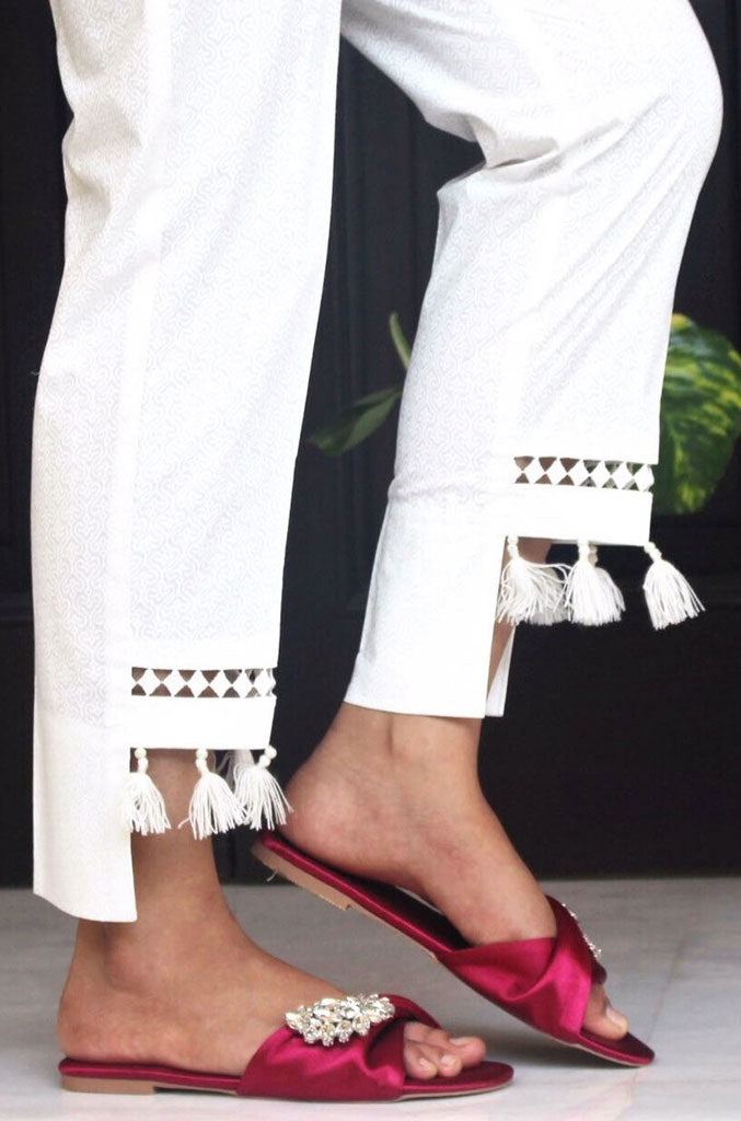 White Paste Cotton Pants | BOTTOMS | T1125 - SANA'S