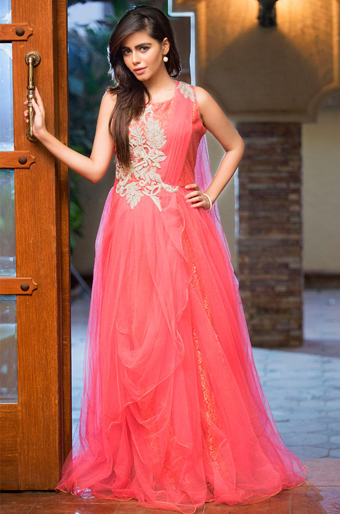 Embroidered Net Maxi | FC16 | 120538 - SANA'S
