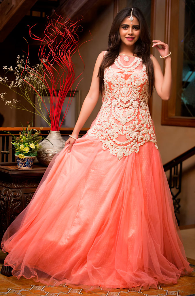 Embroidered Net Maxi | FC16 | 120641 - SANA'S