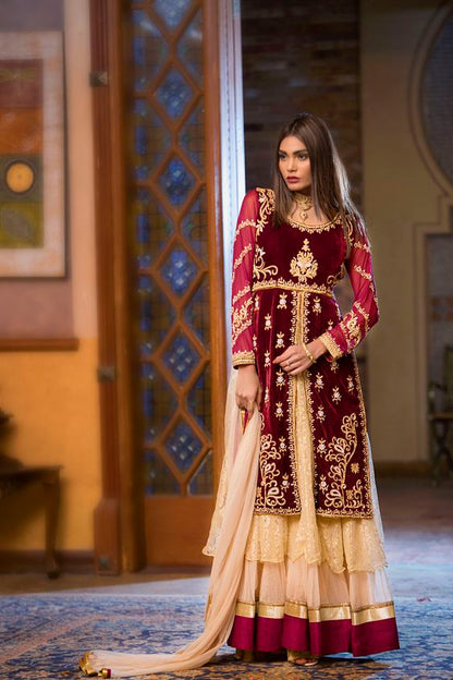 Embroidered Velvet Sharara | FC16 | 12270 - SANA'S