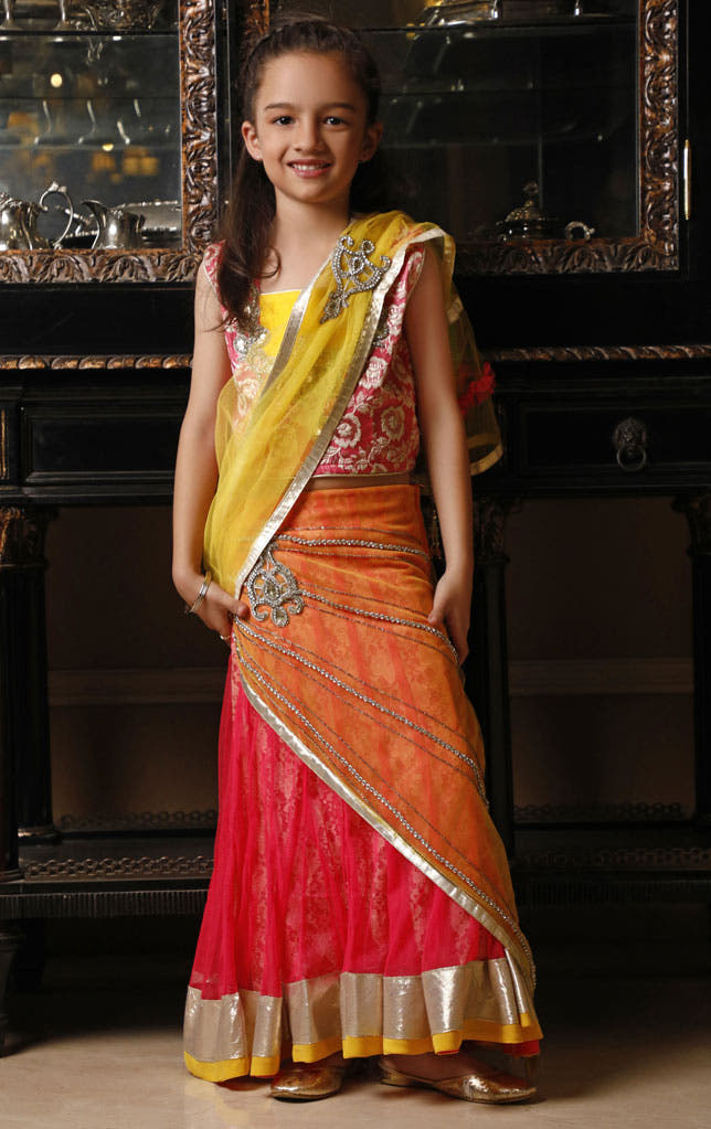 SANA'S red embroidered saree Pakistan occasion wear