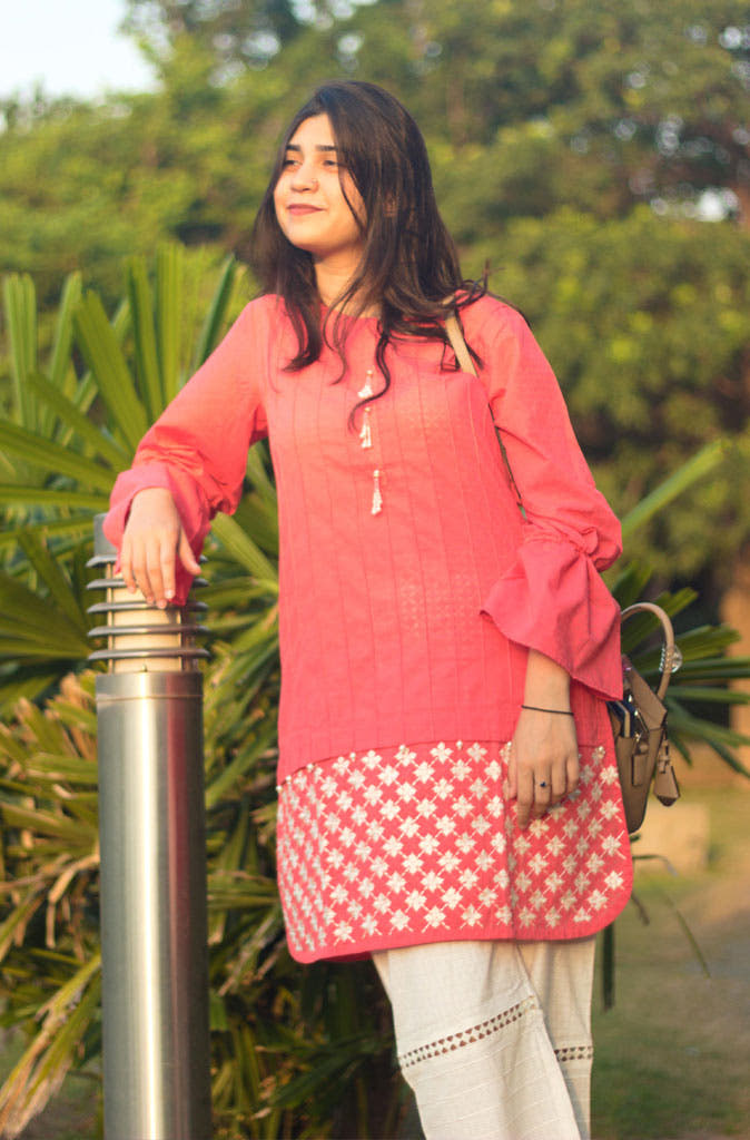 SANA'S red embroidered ladies smart casual Pakistan occasion wear
