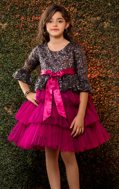 Sequined Bodice Net Frock | FW18 | NF2001 - SANA'S