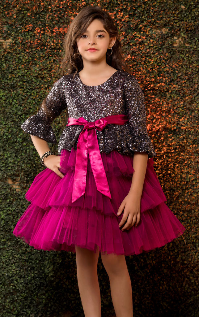 Sequined Bodice Net Frock | FW18 | NF2001 - SANA'S