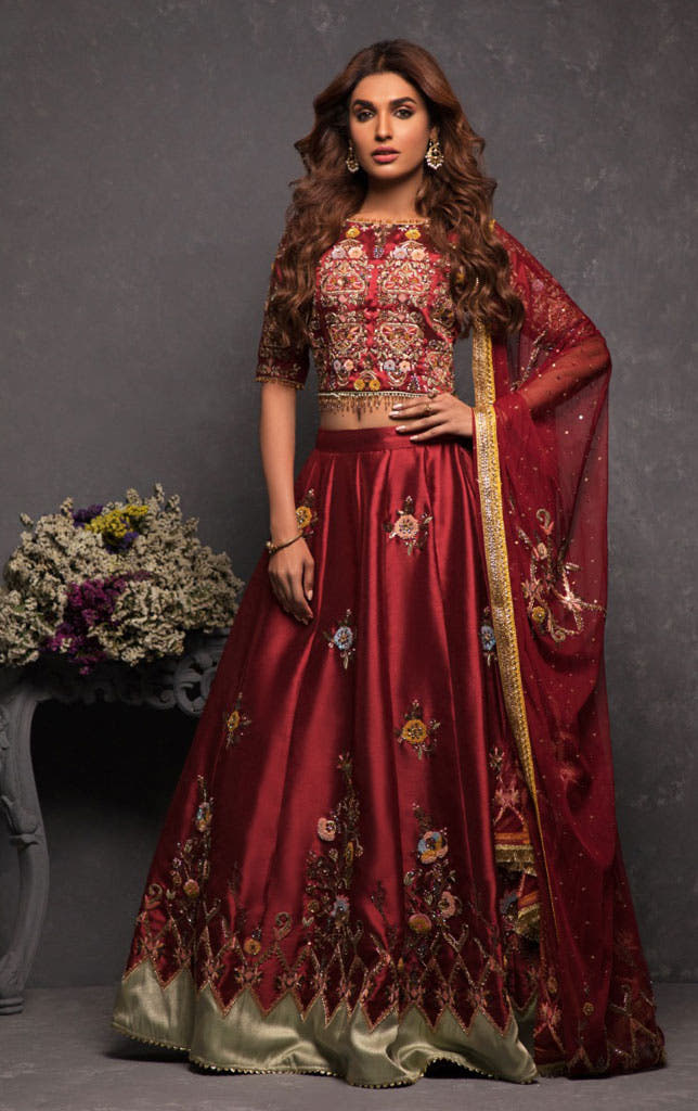 SANA'S red embroidered lehenga Pakistan occasion wear