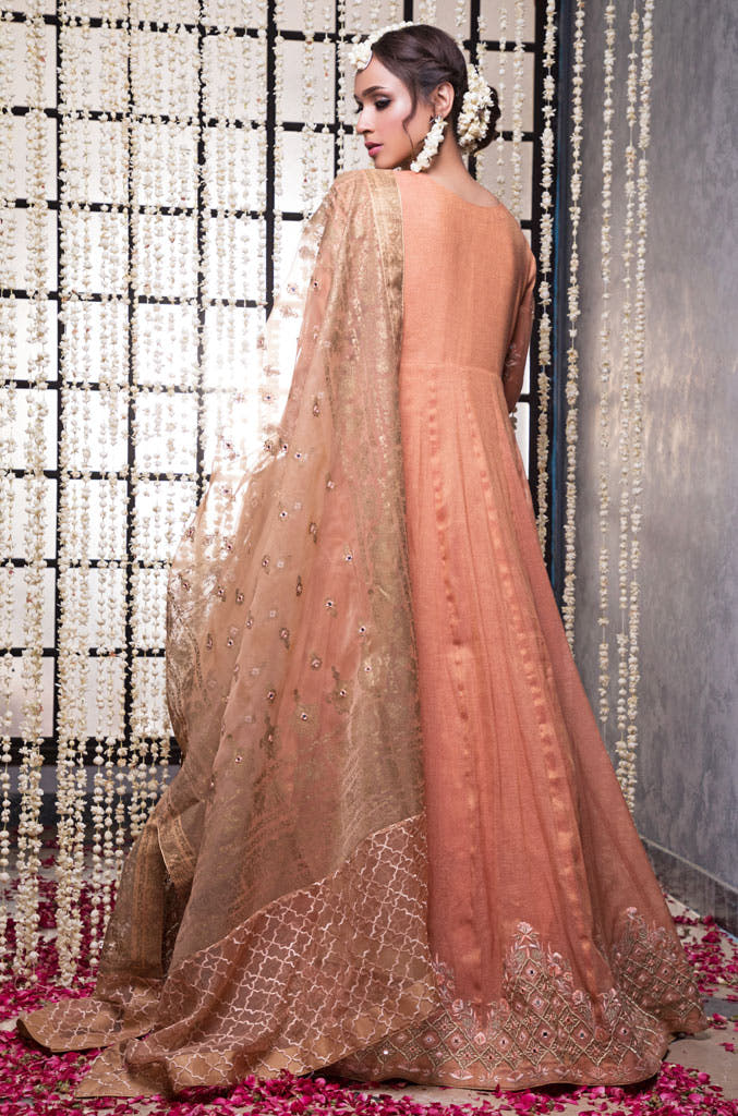 SANA'S red embroidered net maxi dress Pakistan occasion wear