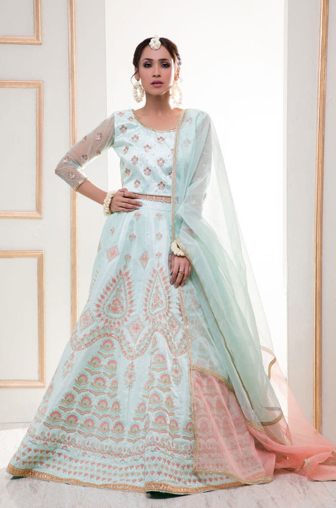 SANA'S red embroidered lehenga Pakistan occasion wear