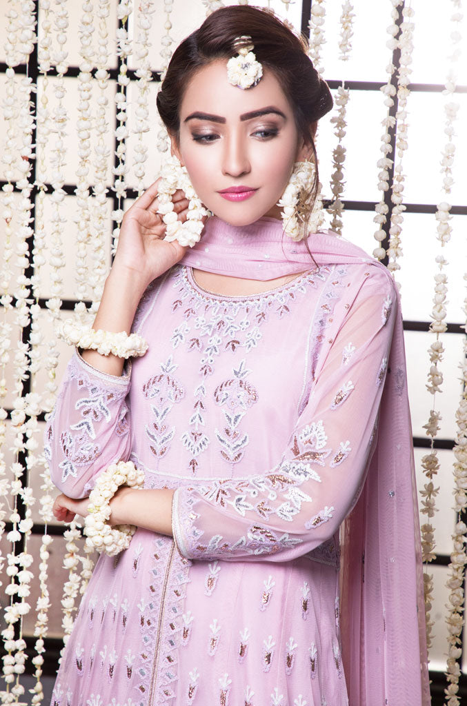 Lurex Aari Embroidered Net Flared Maxi | NIKHAAR | M202296