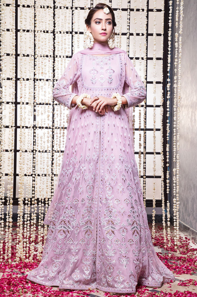 Lurex Aari Embroidered Net Flared Maxi | NIKHAAR | M202296