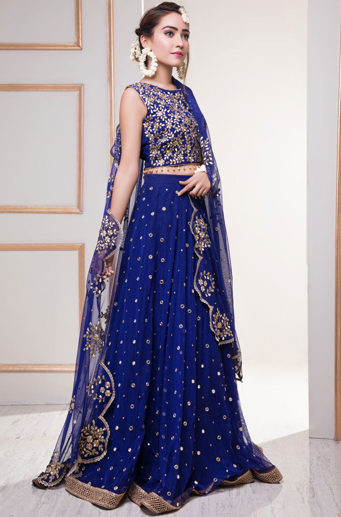 Mirror Embroidered Fine Net Lehenga Choli | SHAHIZAIB Vol 2 | L201926