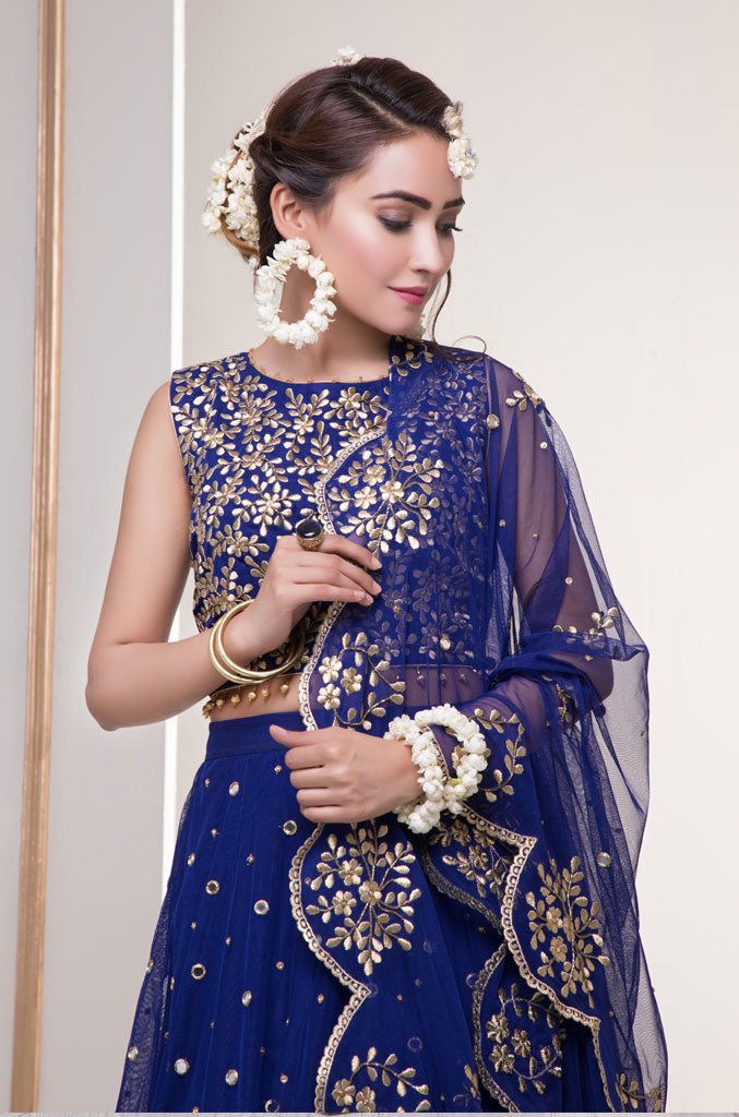 Mirror Embroidered Fine Net Lehenga Choli | SHAHIZAIB Vol 2 | L201926