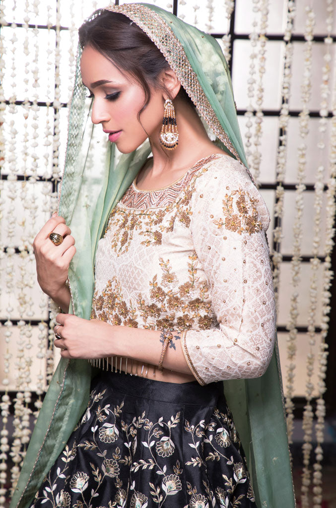 Handwork Embroidered Banarsi Taffeta Lehenga Choli | SHAHIZAIB Vol 2 | L201930