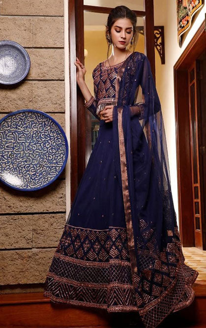 Lurex Gold Embroidered Net Maxi | WC1920 | L201953