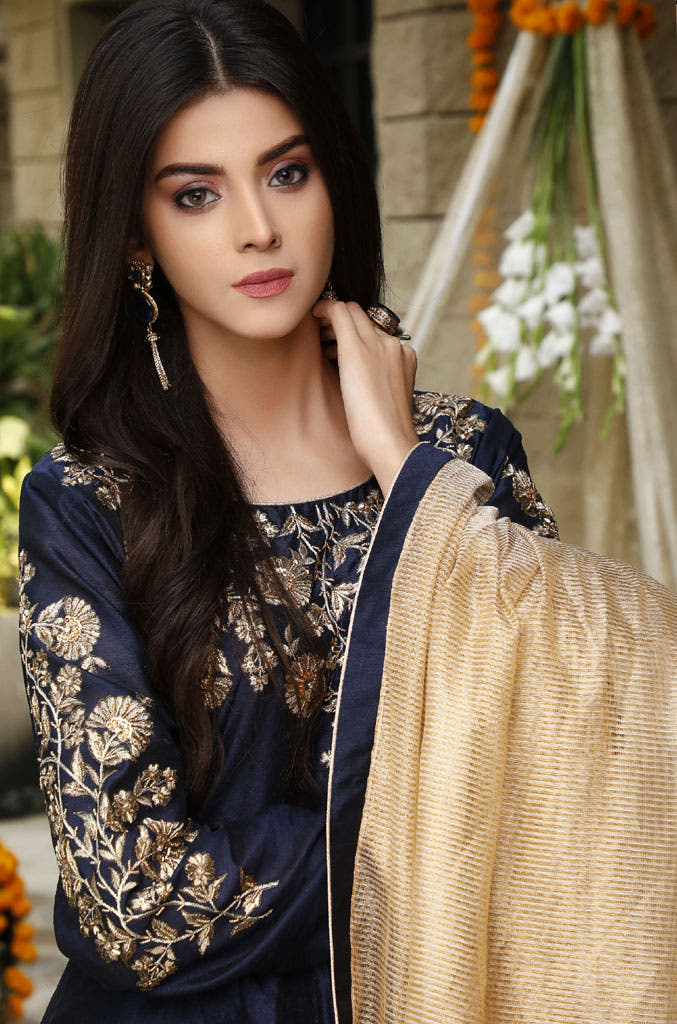 SANA'S red embroidered silk maxi dress Pakistan wedding wear