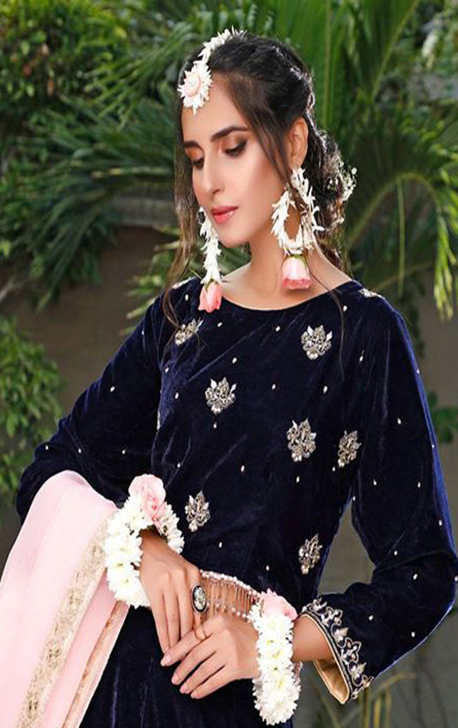 Handwork Embroidered Velvet Wedding Lehenga Choli | WC1920 | L201984