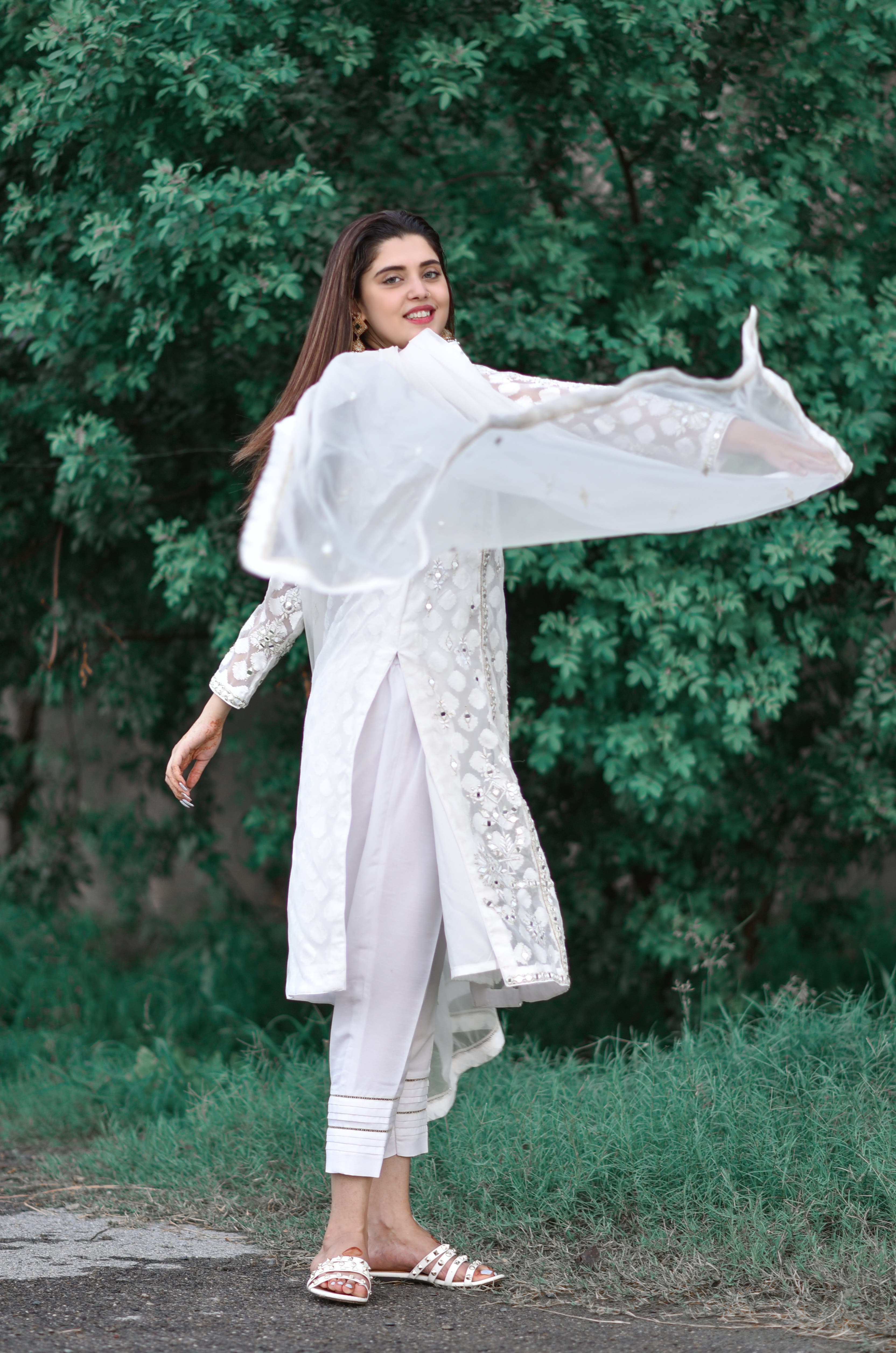 SANA'S red embroidered organza suit Pakistan occasion wear