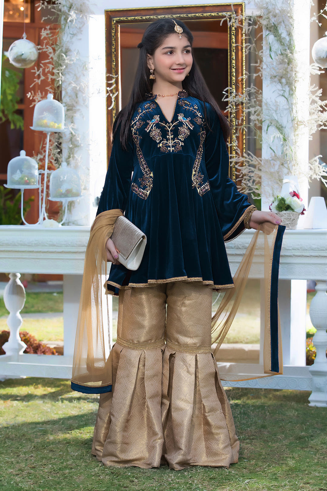 SANA'S red embroidered gharara suit Pakistan occasion wear