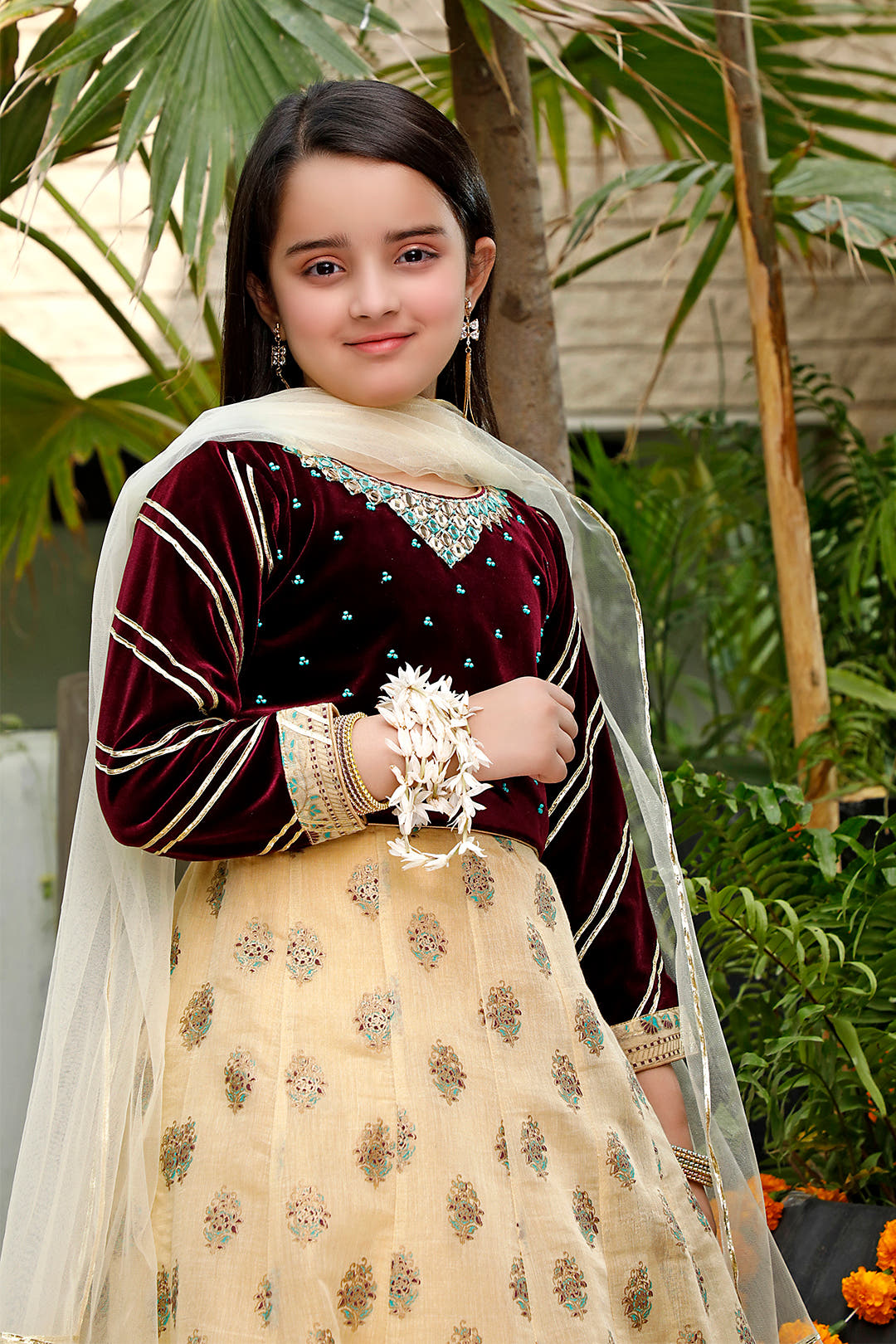 SANA'S red embroidered velvet lehenga Pakistan occasion wear