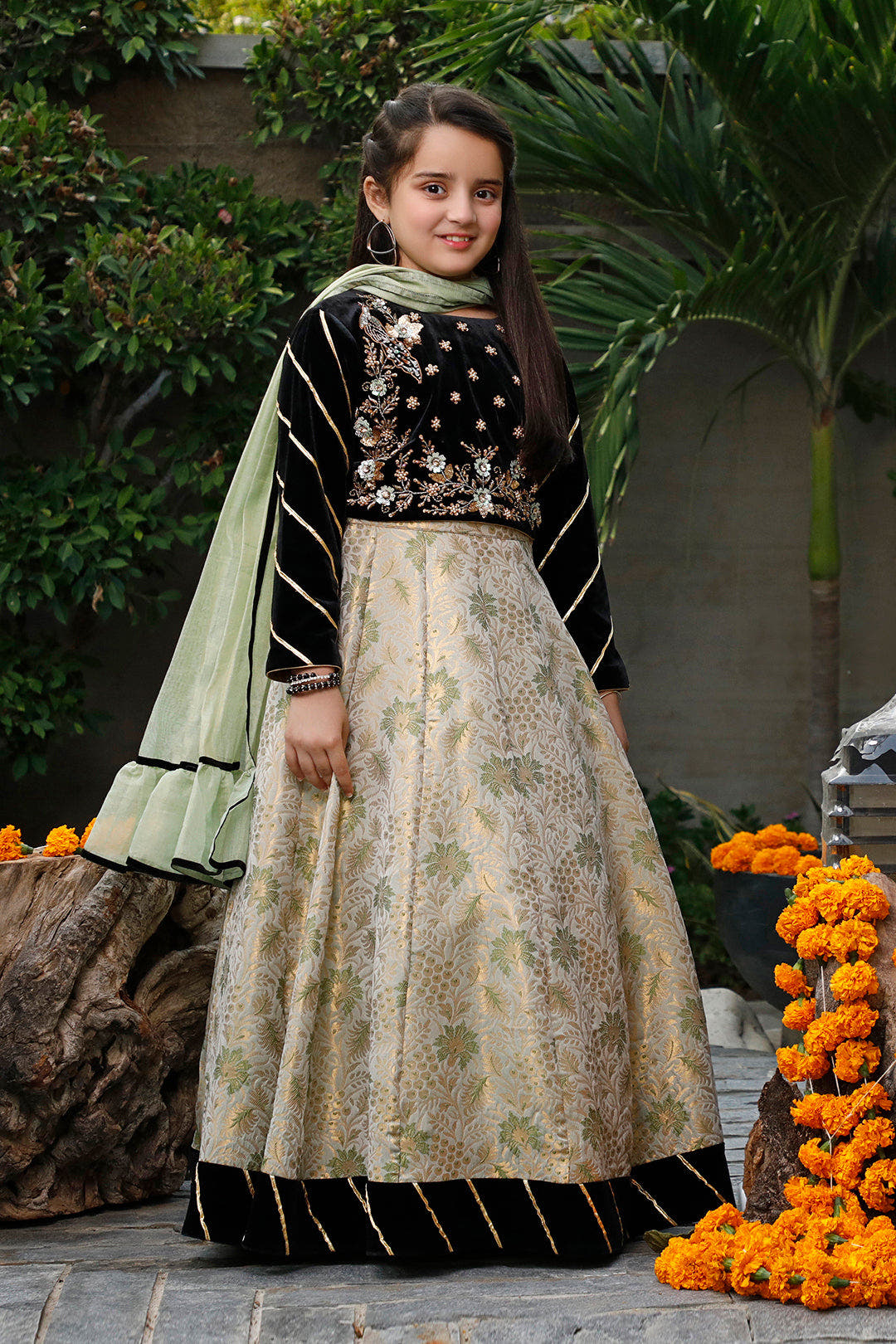 SANA'S red embroidered velvet lehenga Pakistan occasion wear