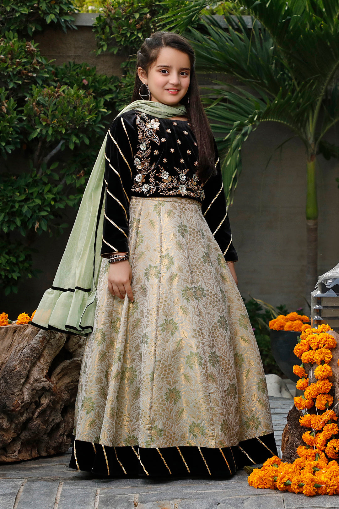 Handwork Embroidered Velvet Banarsi Lehenga Choli | WC1920 | L3100