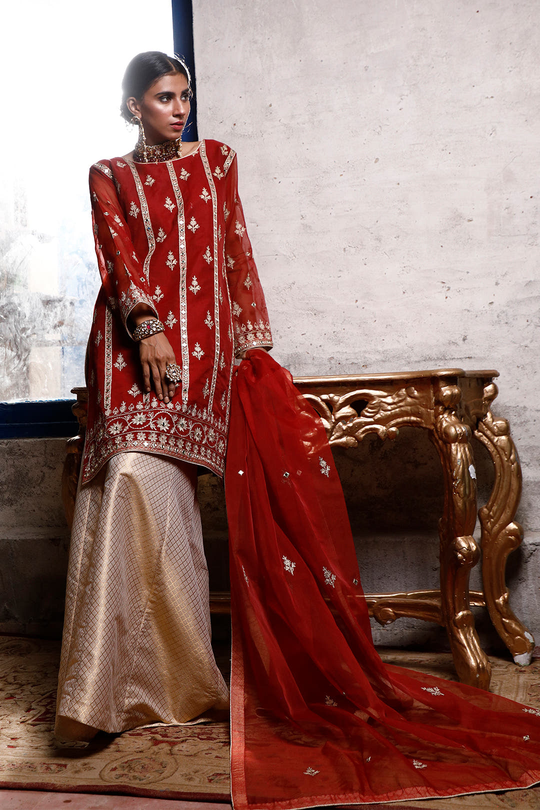 SANA'S handwork brocade gharara suit Pakistan occasion wear