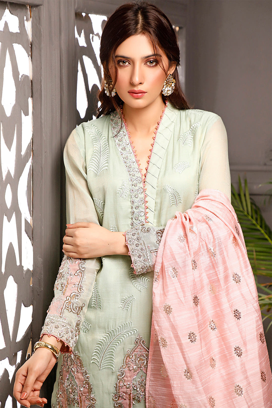 SANA'S red embroidered net suit Pakistan occasion wear