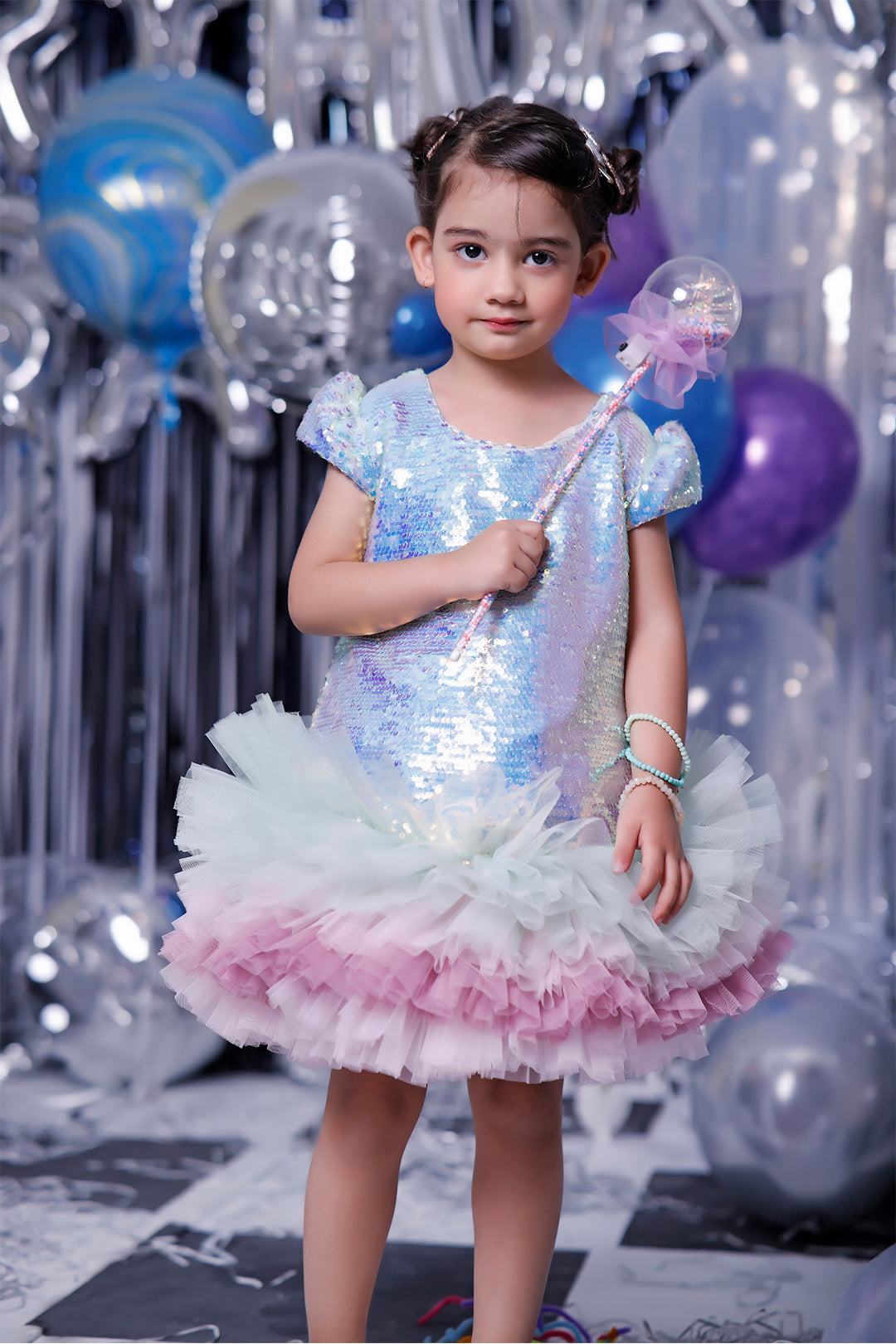 Metallic Sequins Net Tutu Style Frock | BIRTHDAY BASH | F2110