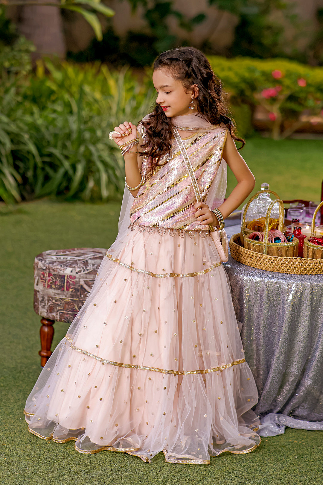 Sequins Textured Net Lehenga Choli | Eid Affairs | L3075