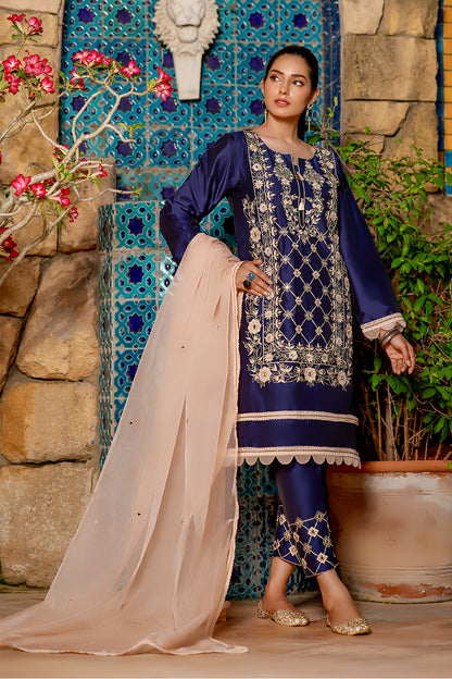 Lychee Silk Aari Embroidered 3pc Suit | Eid Affairs | S202131