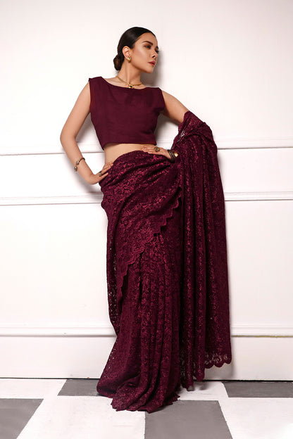 Chantilly Lace Luxury Saree | SHEHNAI | SR2019150