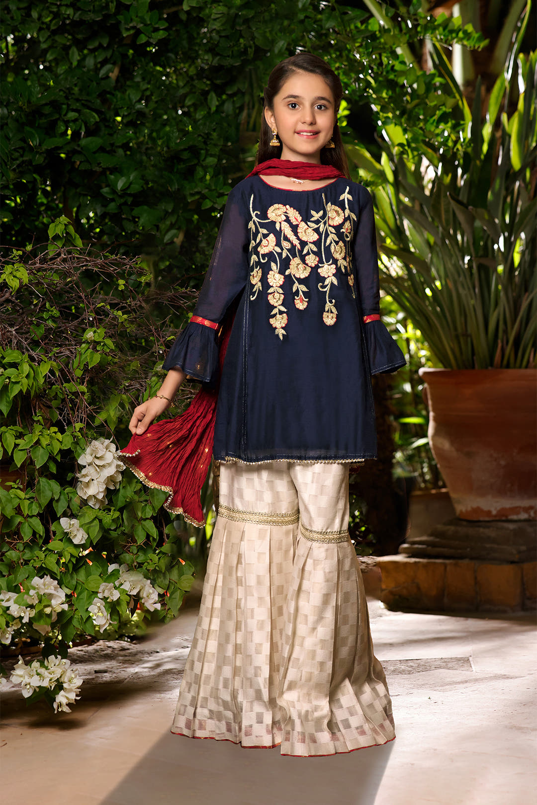SANA'S red embroidered net gharara suit Pakistan Eid