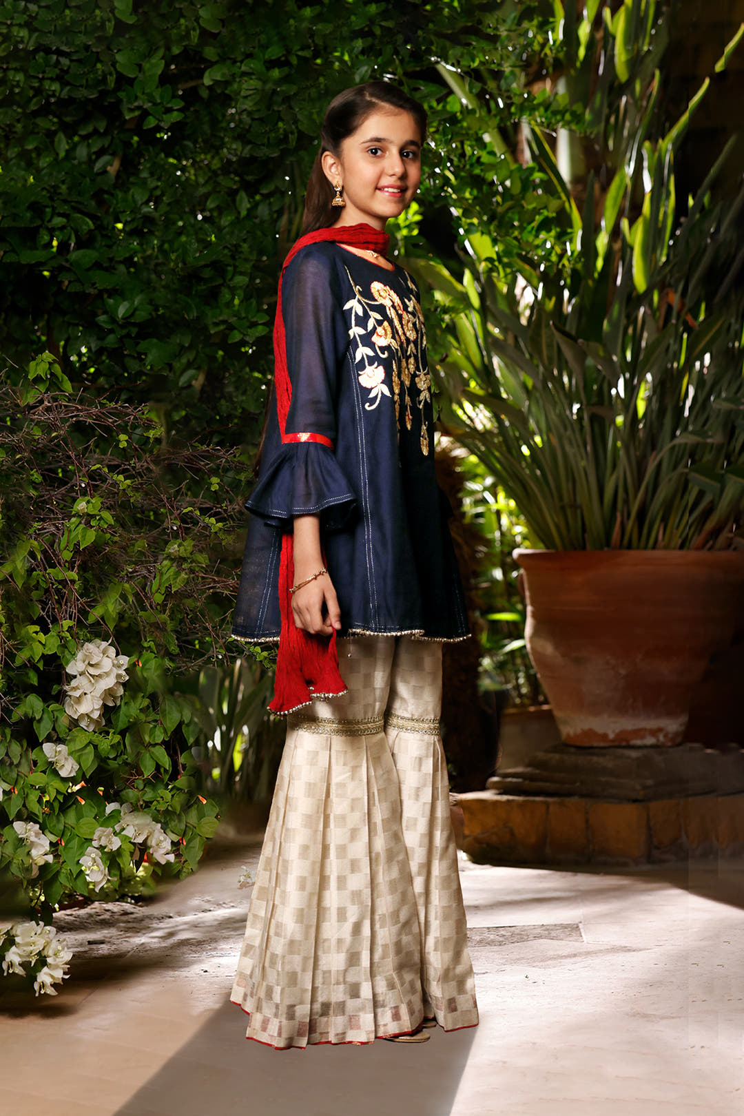 SANA'S red embroidered net gharara suit Pakistan Eid