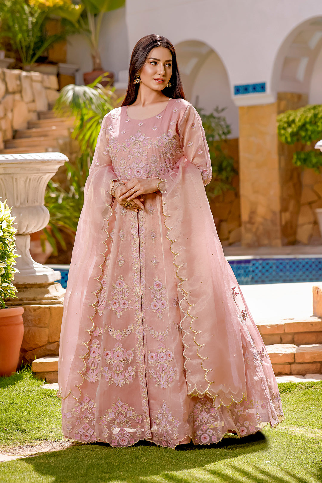 Embroidered Mesuri Front Open Maxi | Eid Affairs | M202145