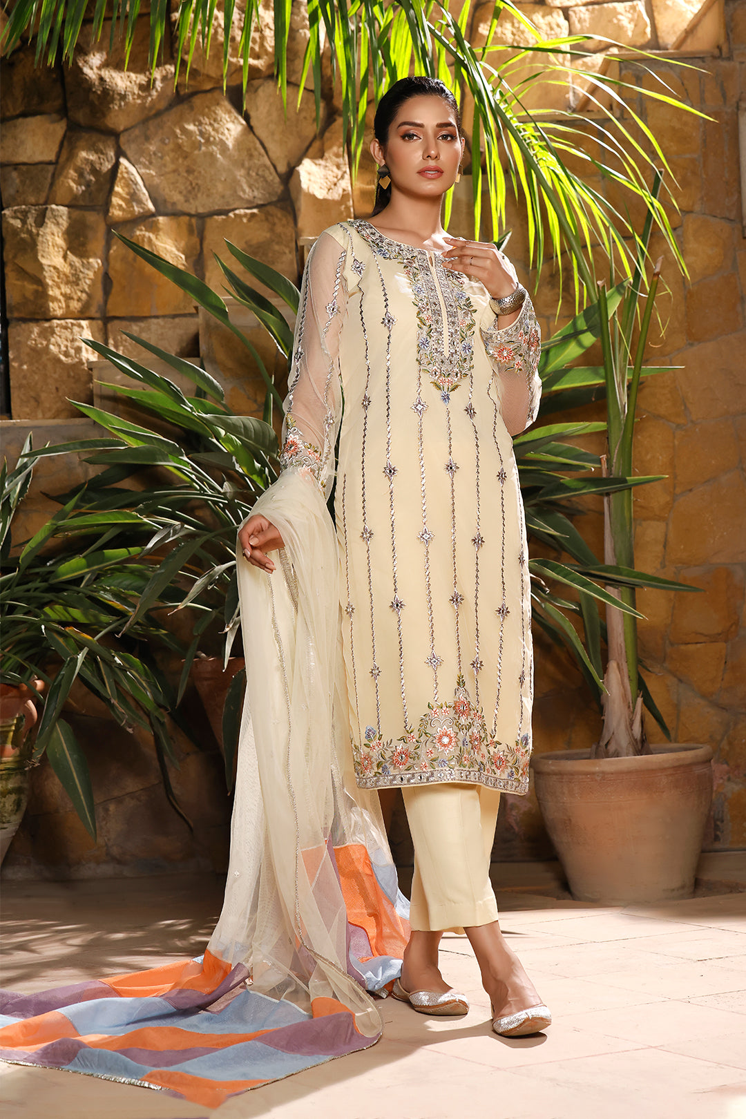 Zari Embroidered Net 3pc Suit | Eid Affairs | S202138