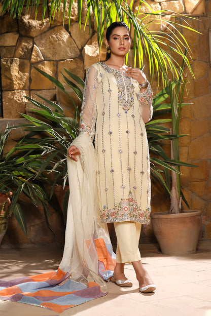 Zari Embroidered Net 3pc Suit | Eid Affairs | S202138