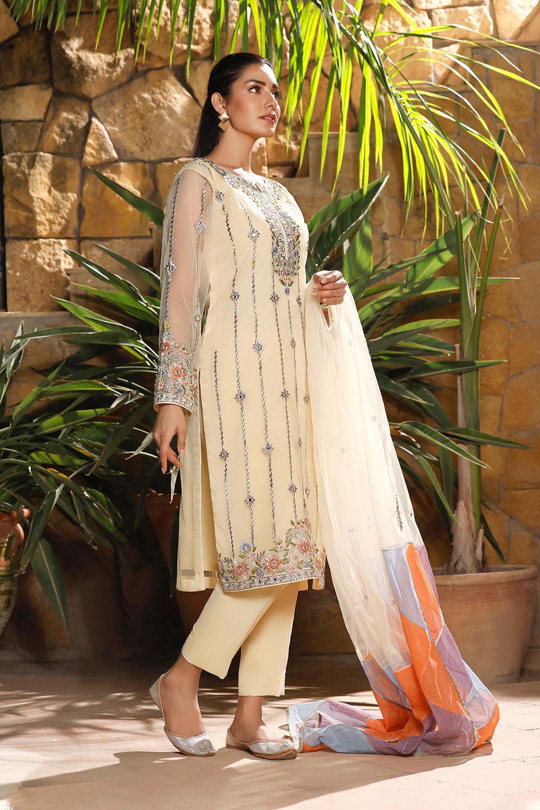 Zari Embroidered Net 3pc Suit | Eid Affairs | S202138