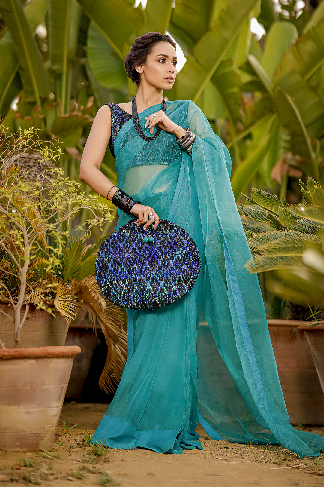 Organza Sequins Luxury Saree | TITLIYAN | SR202124
