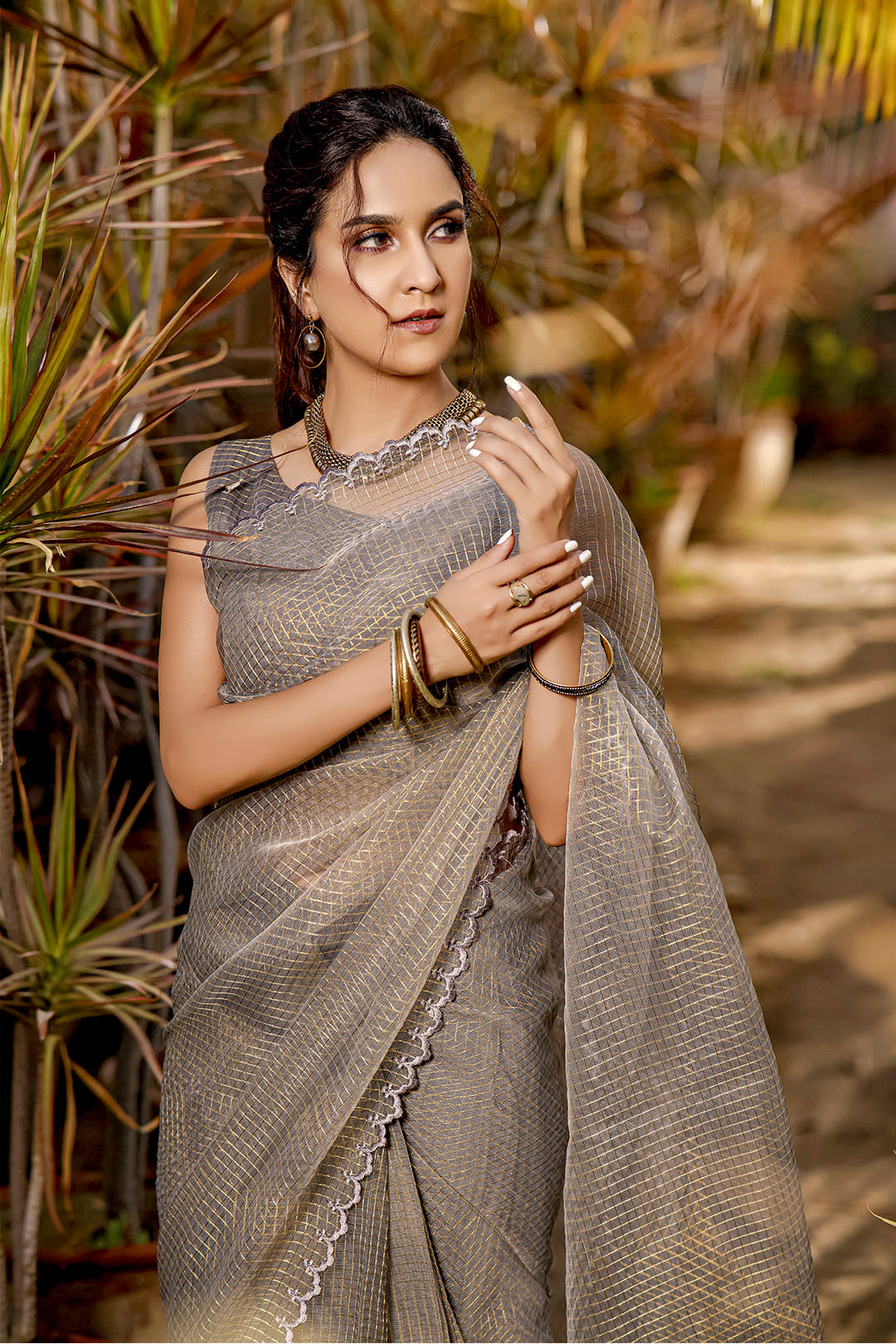 SANA'S zari organza saree Pakistan occasion wear