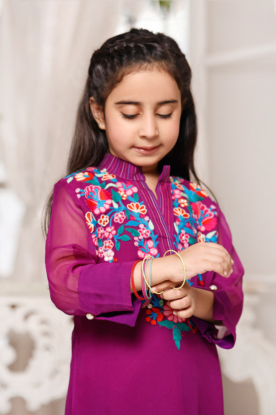 SANA'S red embroidered chiffon suit Pakistan occasion wear